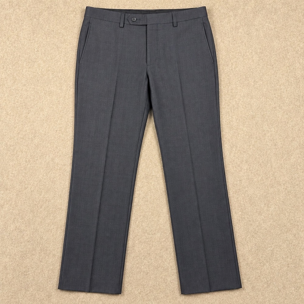 Ted Baker London Men's Jefferson Wool Dress Pants Charcoal Gray 34R Flat Front
